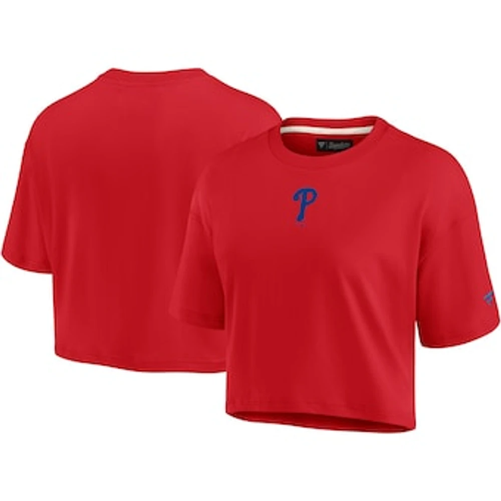 Women's Fanatics Red Philadelphia Phillies Elements Super Soft Boxy Cropped T-Shirt