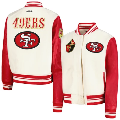 Women's Pro Standard  Cream San Francisco 49ers Retro Classic Vintage Full-Zip Varsity Jacket