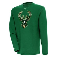 Men's Antigua  Hunter Green Milwaukee Bucks Flier Bunker Pullover Sweatshirt
