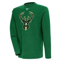 Men's Antigua  Hunter Green Milwaukee Bucks Flier Bunker Pullover Sweatshirt