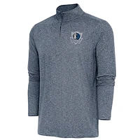 Men's Antigua  Heather Navy Dallas Mavericks Hunk Quarter-Zip Pullover Top