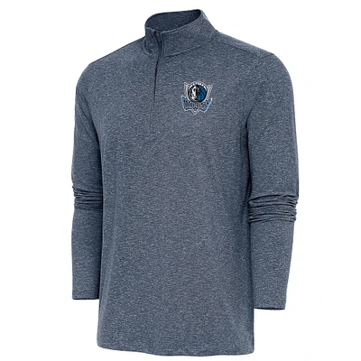 Men's Antigua  Heather Navy Dallas Mavericks Hunk Quarter-Zip Pullover Top
