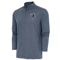 Men's Antigua  Heather Navy Dallas Mavericks Hunk Quarter-Zip Pullover Top