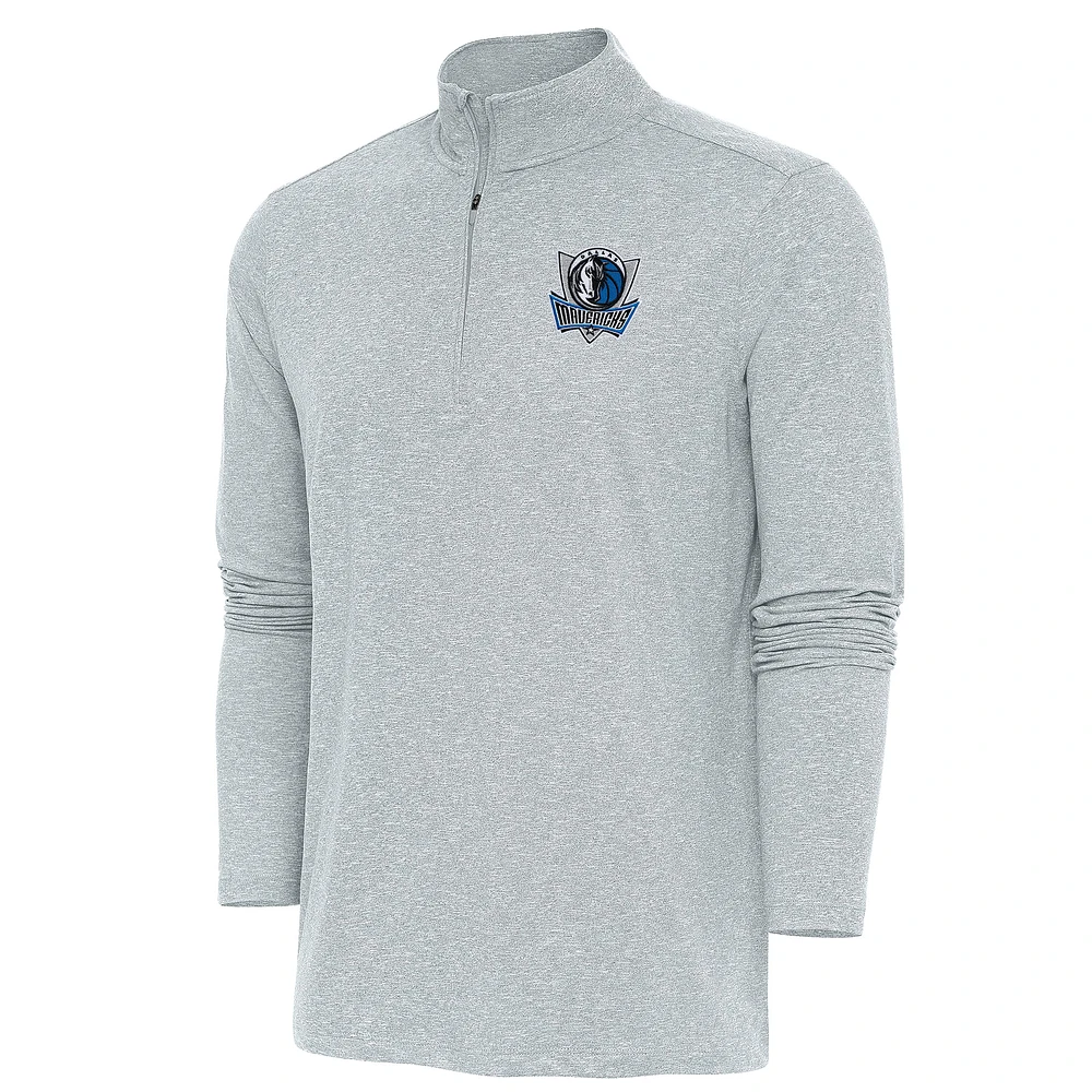 Men's Antigua Heather Dallas Mavericks Hunk Quarter-Zip Pullover Top