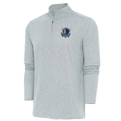 Men's Antigua Heather Dallas Mavericks Hunk Quarter-Zip Pullover Top