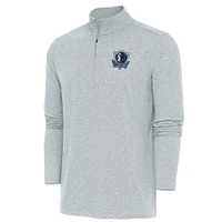 Men's Antigua Heather Dallas Mavericks Hunk Quarter-Zip Pullover Top