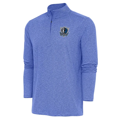 Men's Antigua  Heather Royal Dallas Mavericks Hunk Quarter-Zip Pullover Top
