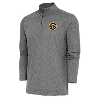 Men's Antigua Heather Denver Nuggets Hunk Quarter-Zip Pullover Top