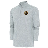 Men's Antigua Heather Denver Nuggets Hunk Quarter-Zip Pullover Top