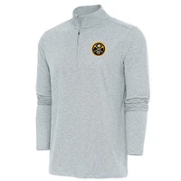 Men's Antigua Heather Denver Nuggets Hunk Quarter-Zip Pullover Top