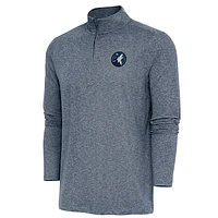 Men's Antigua  Heather Navy Minnesota Timberwolves Hunk Quarter-Zip Pullover Top