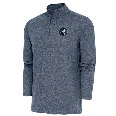 Men's Antigua  Heather Navy Minnesota Timberwolves Hunk Quarter-Zip Pullover Top