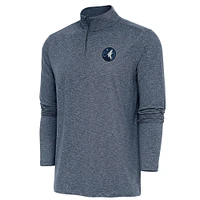 Men's Antigua  Heather Navy Minnesota Timberwolves Hunk Quarter-Zip Pullover Top
