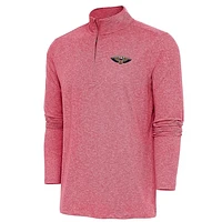 Men's Antigua  Heather Red New Orleans Pelicans Hunk Quarter-Zip Pullover Top