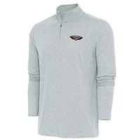 Men's Antigua Heather New Orleans Pelicans Hunk Quarter-Zip Pullover Top