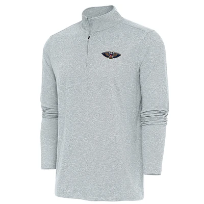 Men's Antigua Heather New Orleans Pelicans Hunk Quarter-Zip Pullover Top