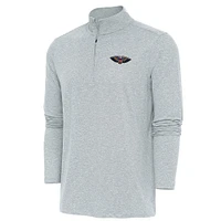 Men's Antigua Heather New Orleans Pelicans Hunk Quarter-Zip Pullover Top