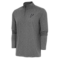 Men's Antigua  Heather Black San Antonio Spurs Hunk Quarter-Zip Pullover Top