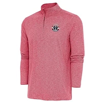 Men's Antigua  Heather Red Washington Wizards Hunk Quarter-Zip Pullover Top
