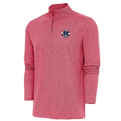 Men's Antigua  Heather Red Washington Wizards Hunk Quarter-Zip Pullover Top