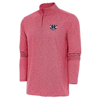 Men's Antigua  Heather Red Washington Wizards Hunk Quarter-Zip Pullover Top