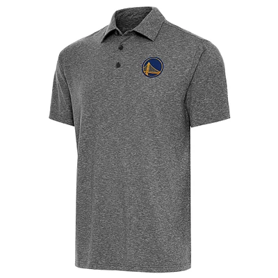 Men's Antigua  Heather Black Golden State Warriors Par Polo