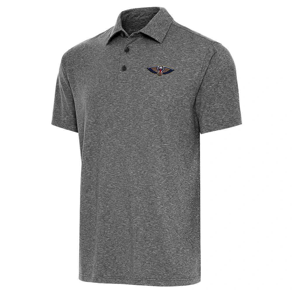 Men's Antigua Heather Black New Orleans Pelicans Par Polo