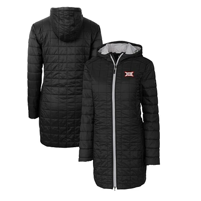 Women's Cutter & Buck  Black Big 12 Gear Rainier Primaloft Eco Insulated Hooded Long Coat