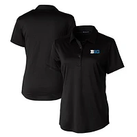 Women's Cutter & Buck  Black Big Ten Gear DryTec Prospect Textured Stretch Polo