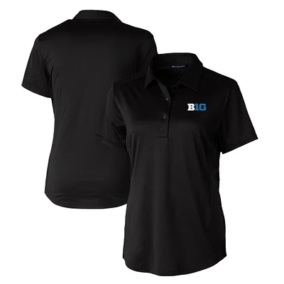 Women's Cutter & Buck  Black Big Ten Gear DryTec Prospect Textured Stretch Polo