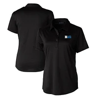 Women's Cutter & Buck  Black Big Ten Gear DryTec Prospect Textured Stretch Polo