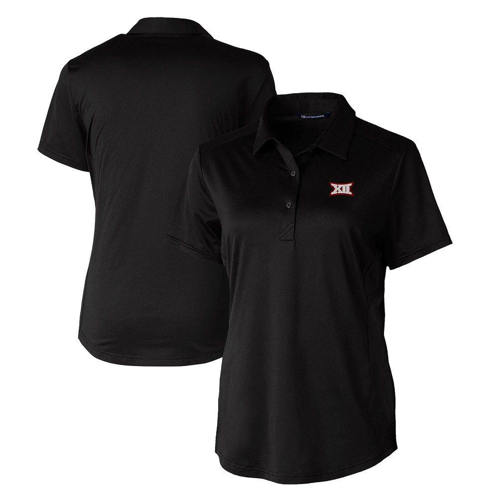 Women's Cutter & Buck Black Big 12 Gear DryTec Prospect Textured Stretch Polo