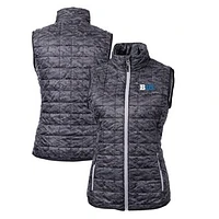 Women's Cutter & Buck  Black Big Ten Gear Rainier PrimaLoft Eco Insulated Printed Full-Zip Puffer Vest