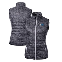 Women's Cutter & Buck  Black Big Ten Gear Rainier PrimaLoft Eco Insulated Printed Full-Zip Puffer Vest