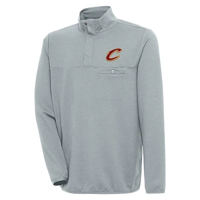 Men's Antigua  Gray Cleveland Cavaliers Steamer Quarter-Snap Pullover Top