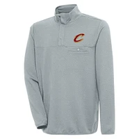 Men's Antigua  Gray Cleveland Cavaliers Steamer Quarter-Snap Pullover Top