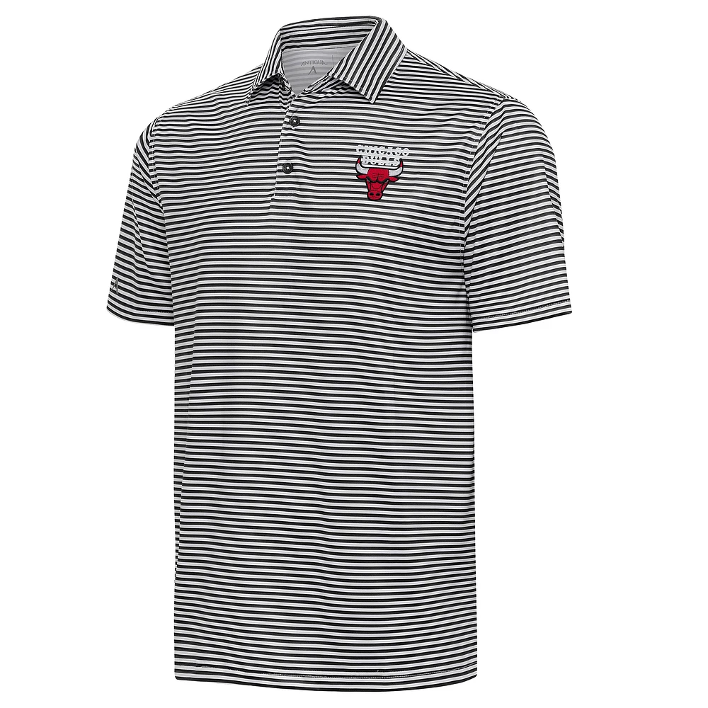 Men's Antigua Black Chicago Bulls Skills Polo