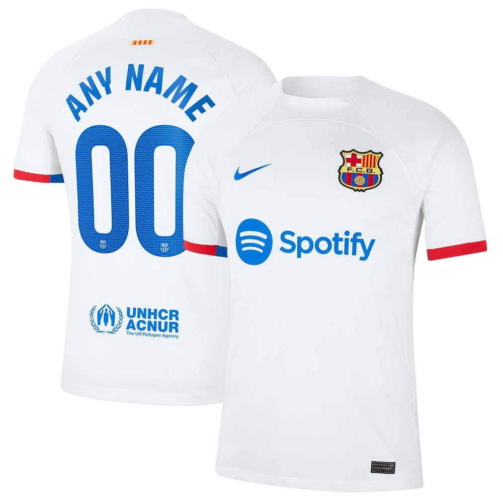 Men's Nike  White Barcelona 2023/24 Away Stadium Replica Custom Jersey