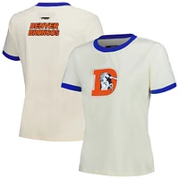 Women's Pro Standard Cream Denver Broncos Retro Classic Ringer T-Shirt