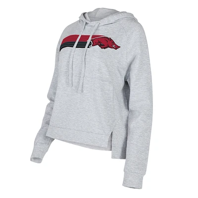 Women's Concepts Sport Gray Arkansas Razorbacks Cedar Tri-Blend Raglan Pullover Hoodie