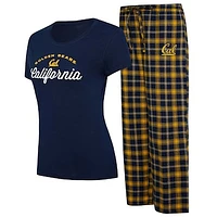 Women's Concepts Sport Navy/Gold Cal Bears Arctic Top & Flannel Pants Sleep Set