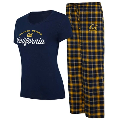 Women's Concepts Sport Navy/Gold Cal Bears Arctic Top & Flannel Pants Sleep Set
