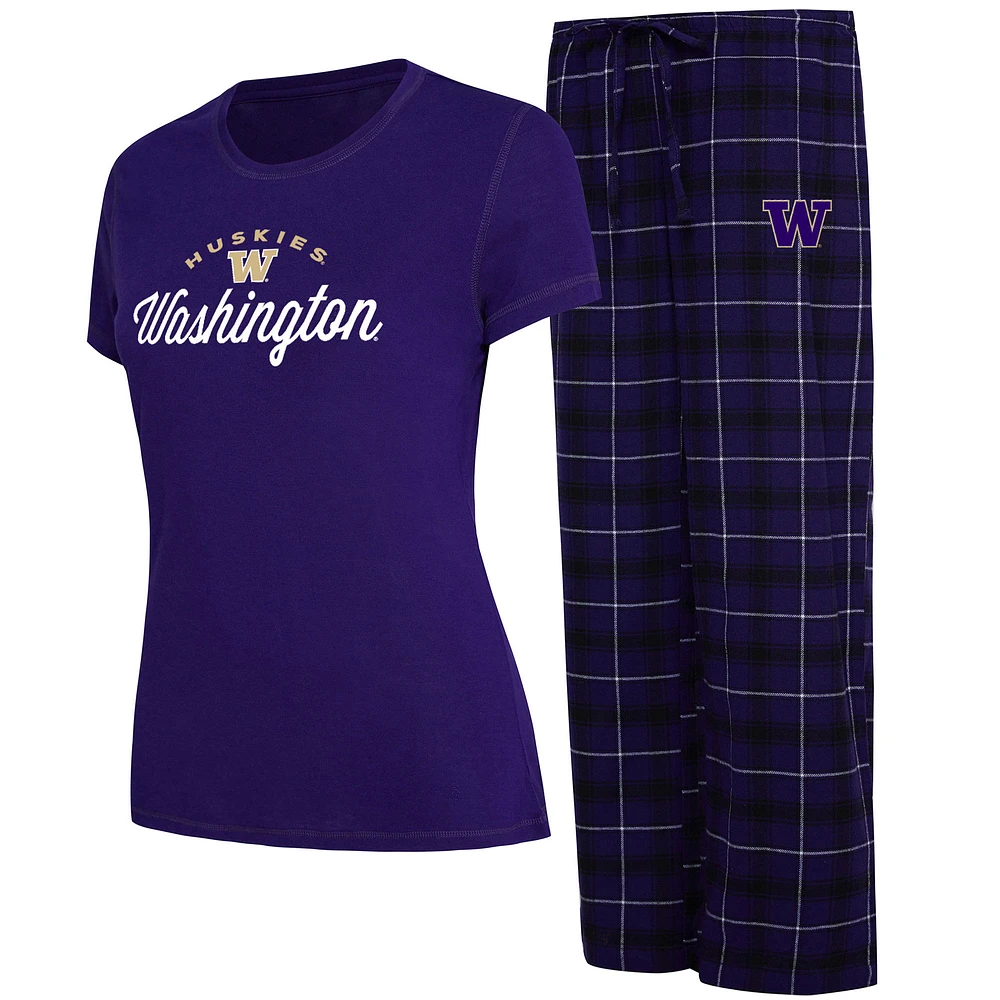 Women's Concepts Sport Purple/Black Washington Huskies Arctic T-Shirt & Flannel Pants Sleep Set