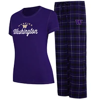 Women's Concepts Sport Purple/Black Washington Huskies Arctic T-Shirt & Flannel Pants Sleep Set