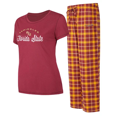 Women's Concepts Sport Garnet/Gold Florida State Seminoles Arctic T-Shirt & Flannel Pants Sleep Set