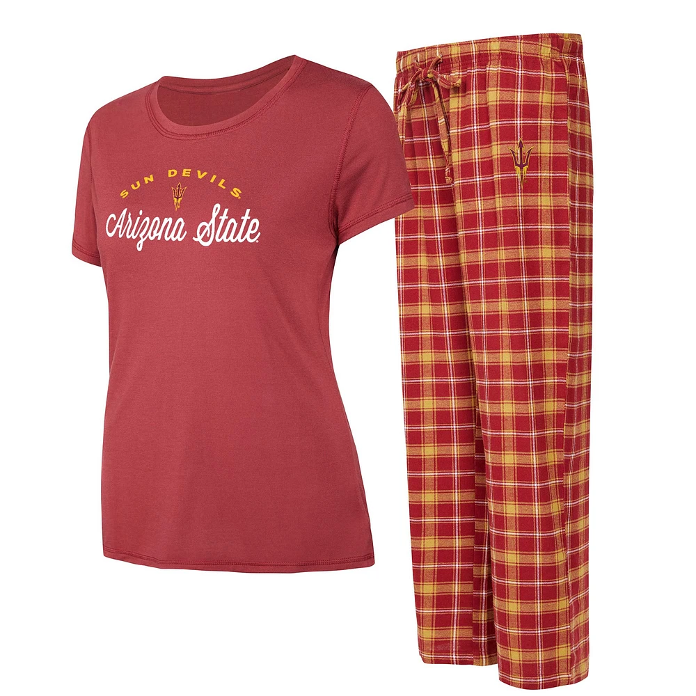 Women's Concepts Sport Maroon/Gold Arizona State Sun Devils Arctic T-Shirt & Flannel Pants Sleep Set