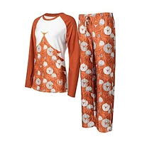 Women's Concepts Sport Texas Orange Longhorns Tinsel Ugly Sweater Long Sleeve T-Shirt & Pants Sleep Set