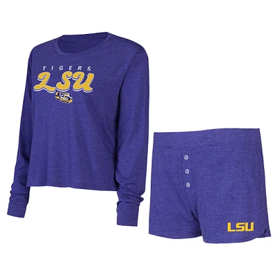 Women's Concepts Sport Purple LSU Tigers Team Color Long Sleeve T-Shirt & Shorts Set