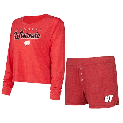 Women's Concepts Sport Red Wisconsin Badgers Team Color Long Sleeve T-Shirt & Shorts Set