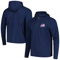 Men's Antigua Heather Navy Colorado Avalanche Spikes Raglan Quarter-Zip Hoodie